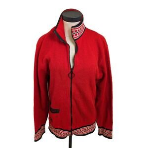 Vintage 80’s Yamaha Snow Mobile Sweater Full Zip Red Size L Long Sleeve